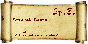 Sztanek Beáta névjegykártya